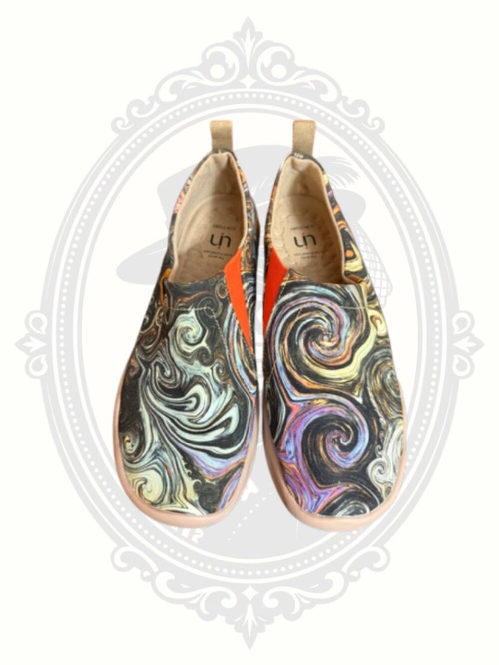 UIN Story Women's Size 8 Abstract Swirl Art Print Comfort Slip On Shoes
